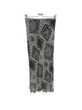 Shelly and Arnold Womens Medium Beaded Black White Paisley Scroll Bandana Skirt